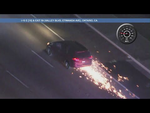 West Covina police chase suspect in burning minivan | Los Angeles Car Chases