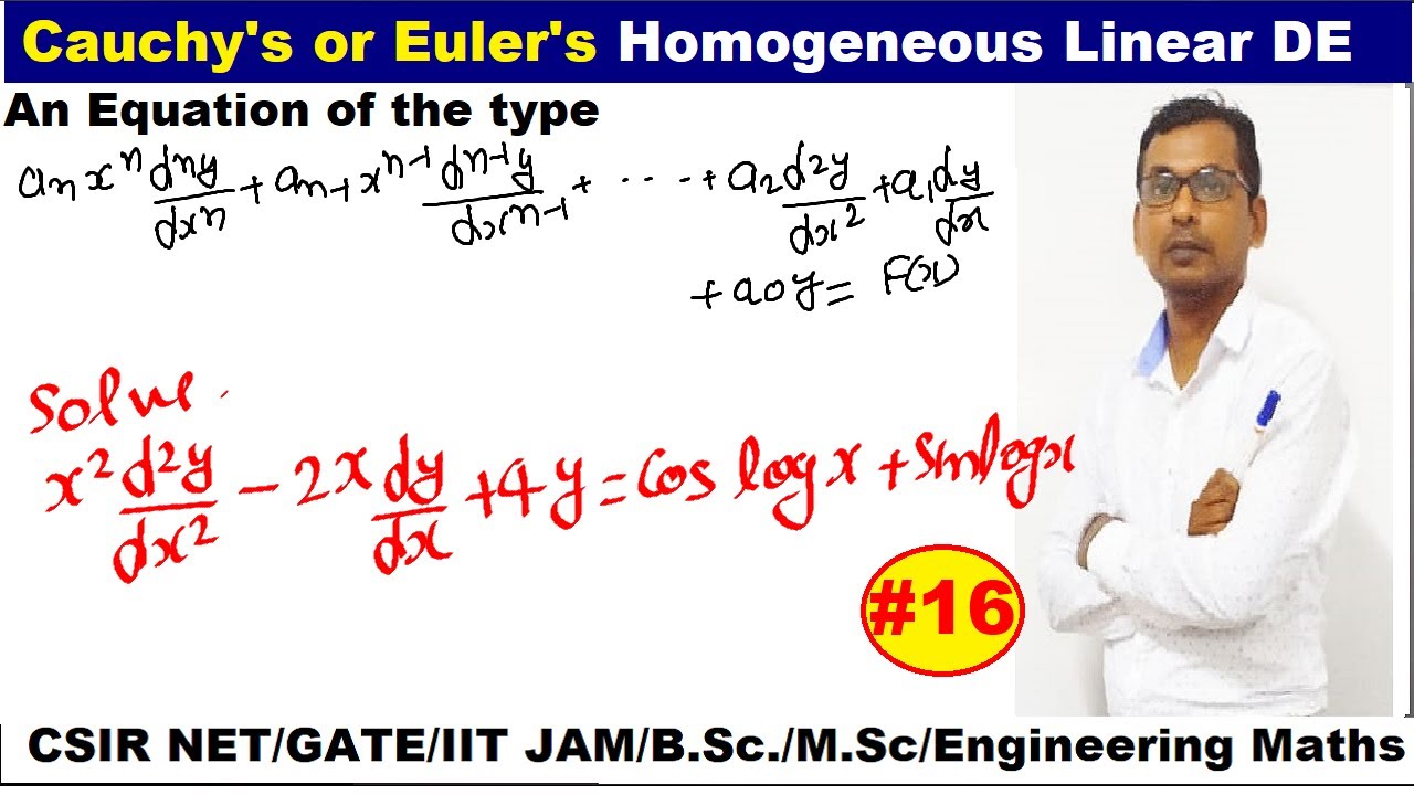 #16 Cauchy's or Euler's homogeneous linear differential equation | solve 2nd order homogeneous LDE
