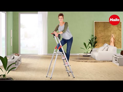 HAILO L75 ComfortLine - Alu-Sicherheits-Stehleiter / Aluminium safety household ladder