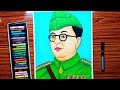 Netaji Subhash Chandra Bose Drawing Very Easily How To Draw Netaji Step By Step With Oil Pastel