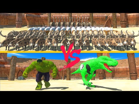 HULK and T-REX HULK VS All Animals - Animal Revolt Battle Simulator