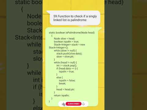 Check if singly Linked List is Palindrome #shorts #interview