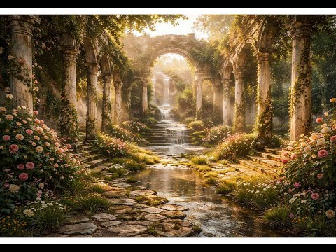 1:11h of Whimsy Relaxing Waterfall in Ancient Castle Ruins 🏰🦋 | Nature Sounds for Sleeping & Study