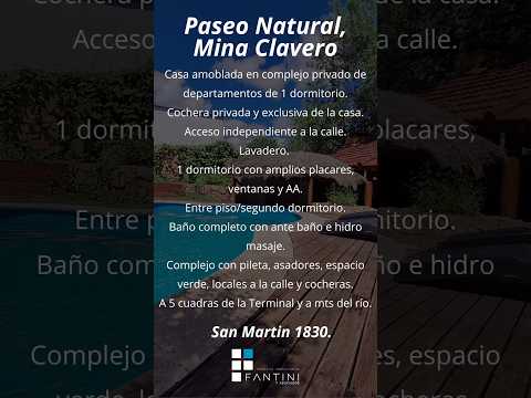 Casa en Mina Clavero // Amoblada // 5 personas // Complejo privado PASEO NATURAL // Pileta // Verde