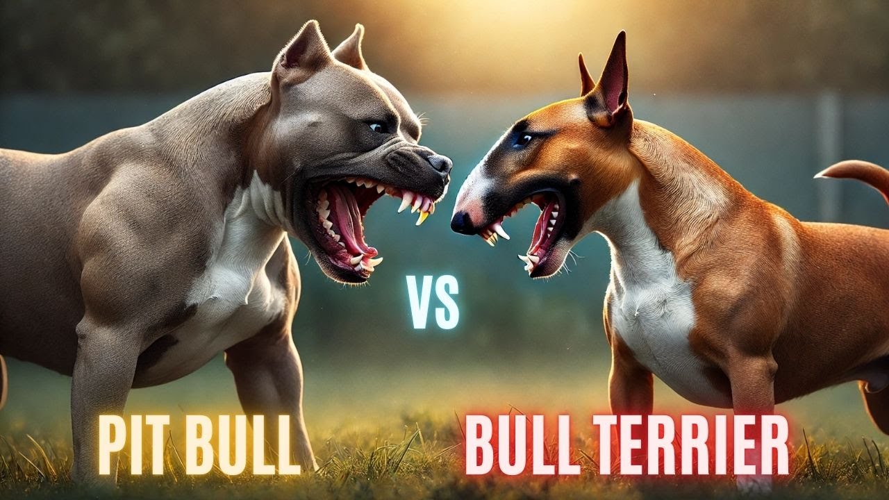Pit Bull vs Bull Terrier | Aggressive Face-Off | Which Breed is Stronger?