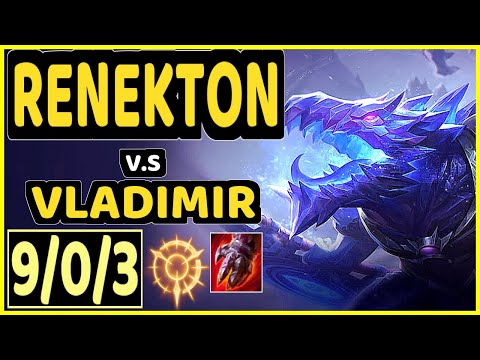 SOLORENEKTONONLY (RENEKTON) vs VLADIMIR - 9/0/3 KDA TOP GAMEPLAY - NA Ranked DIAMOND