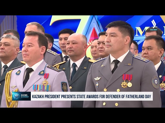 Kazakh President presents state awards for Defender of Fatherland Day