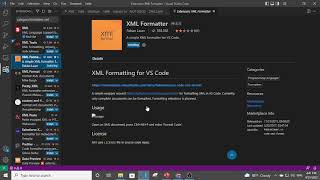 How to open and format a xml file in visual studio code