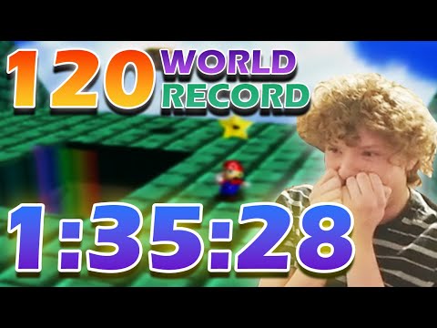 [WORLD RECORD] Super Mario 64 120 star speedrun in 1:35:28