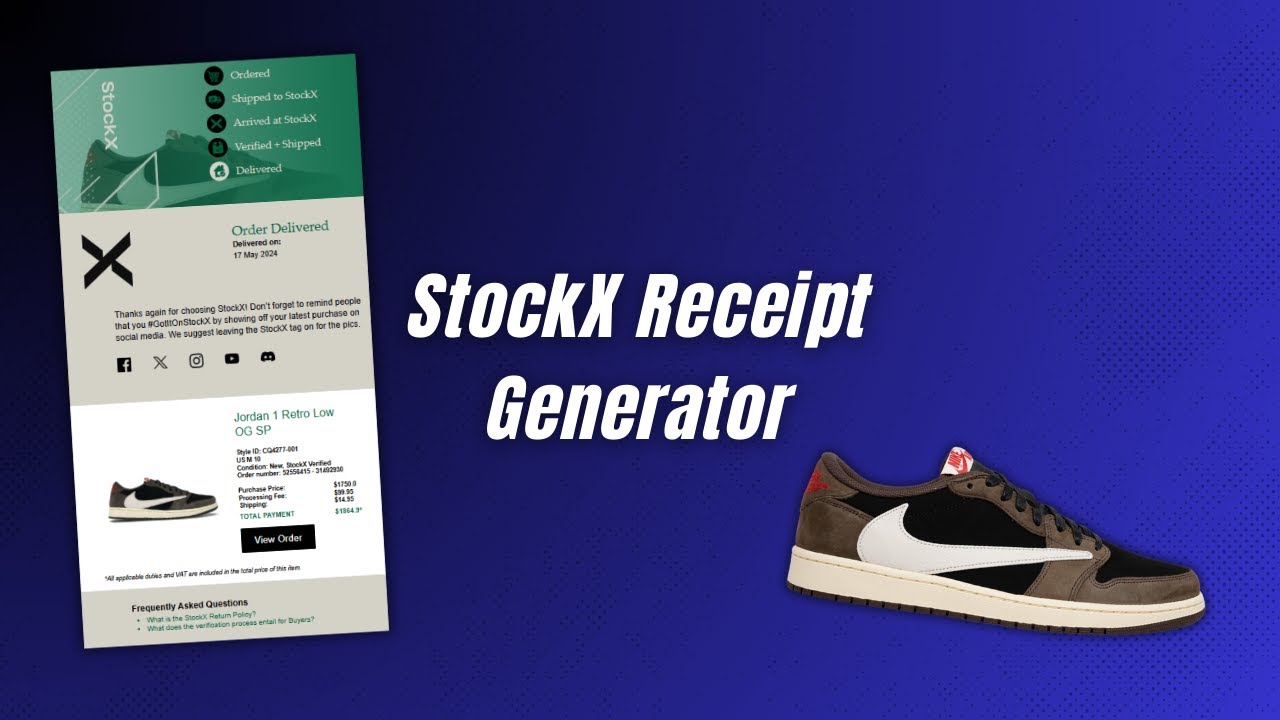 WORKING STOCKX RECEIPT GENERATOR BY PREMIER RECEIPTS