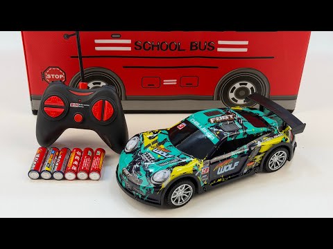 Unboxing RC cool sports car, RC stunt formula racing car, EV transforming cartoon car, EV school bus
