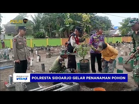 POLSEK KRIAN POLRESTA SIDOARJO GELAR KARYA BAKTI PENANAMAN POHON SAMBUT HARI BHAYANGKARA KE-79