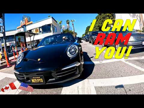 ANGRY PORSCHE DRIVER ROAD RAGES WITH CYCLIST
