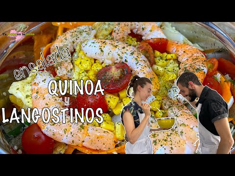 Ensalada de Quinoa y Langostinos Saludable.