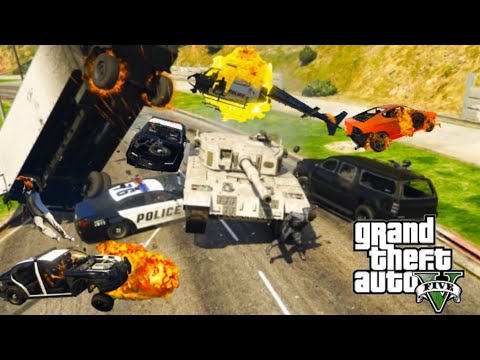 GTA 5 - Rhino Tank - Destruction Compilation - Cinematic 5 🌟 Chasing🔥🔥 OP!
