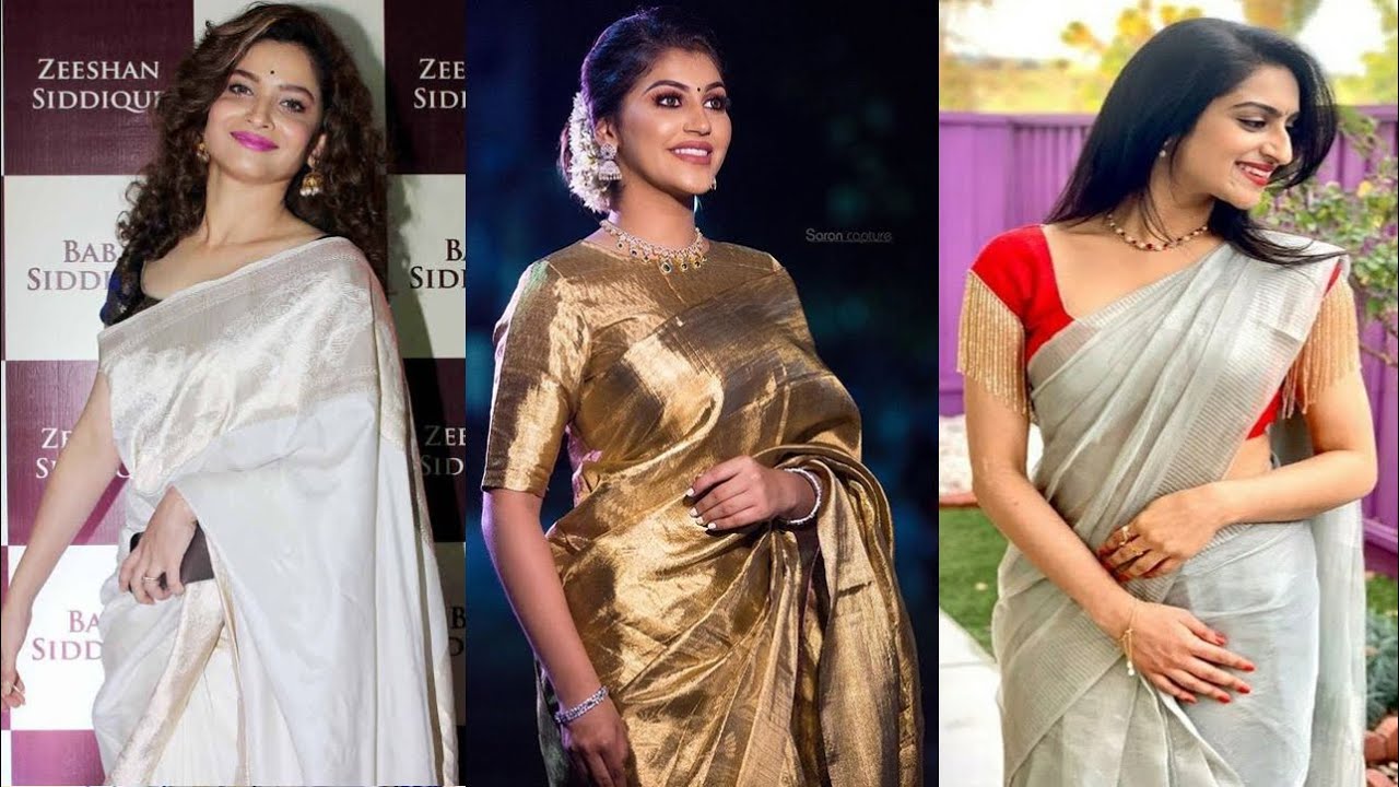 Watch video Ideas for you to style your tissue sarees with contrast blouse designs, Plain tissue saree designs Now Ideas for you to style your tissue sarees with contrast blouse designs, Plain tissue saree designs