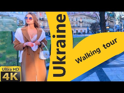Ukraine girls in the city center. Lviv Ukraine 2023. travel video 4k