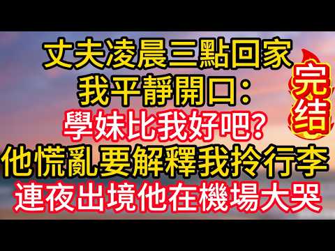 【完結】丈夫凌晨三點回家，我平靜開口：&ldquo;學妹比我好吧？&rdquo; 他慌亂要解釋，我已拎行李連夜出境，他在機場大哭#聲聲故事