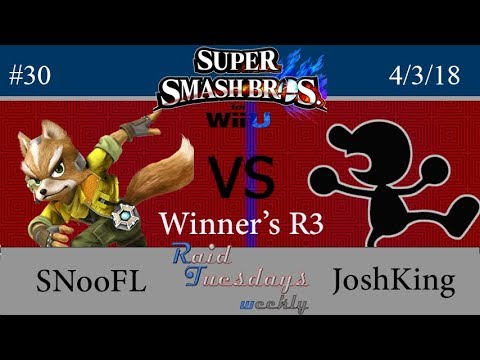 RAID Tuesdays #30 - SSB4 - SNooFL (Fox) vs JoshKing (G&W) - Winner's Round 3