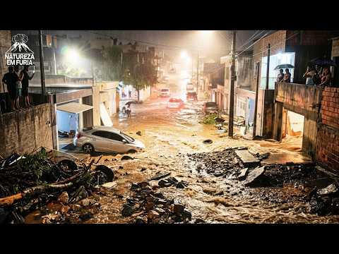 CAOS EM GRAVATÁ (PE): Enxurrada assusta moradores e rua vira rio.