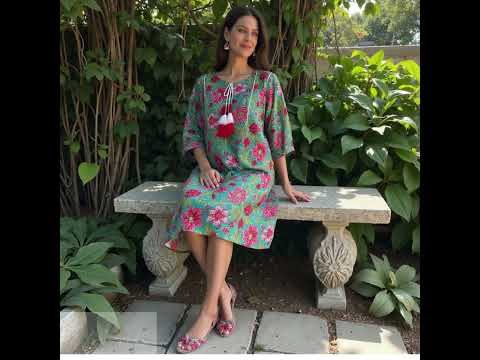 Women's Tunic Dress - Bishop sleeve tunic in Floral Cotton