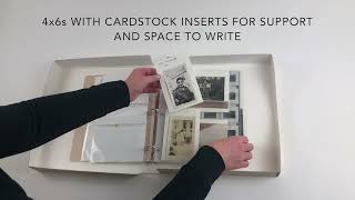 Video of archival photo and slide pages with pockets made of acid-free polypropylene being inserted into 3-ring binders. thumbnail