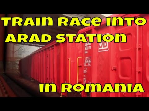 Train Race into Arad Station in Romania