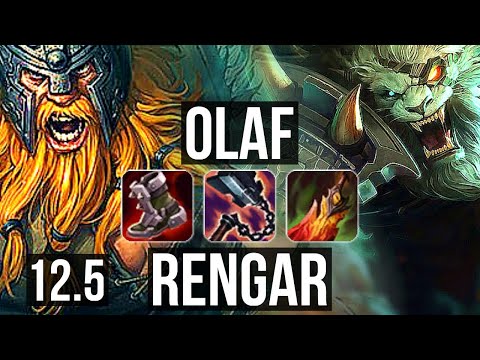 OLAF vs RENGAR (JNG) | 6/1/11, Rank 5 Olaf, 300+ games | NA Grandmaster | 12.5