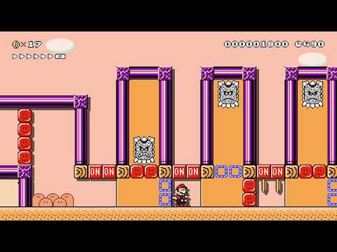 ONOFF/Thwomp desert (Super Mario Maker 2)