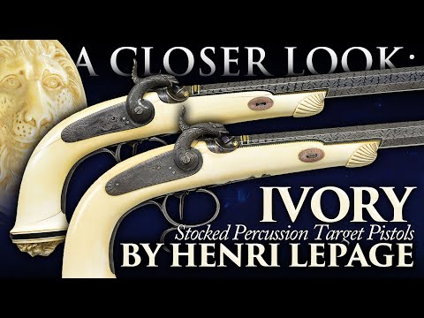 A Closer Look: SPECTACULAR Cased Pair of IVORY Stocked Percussion Target Pistols by Henri LePage