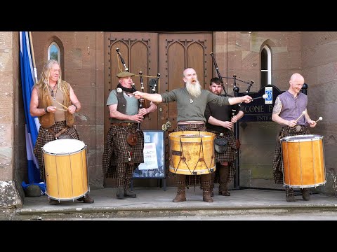 Scottish rebels Clanadonia keepin' it tribal playing Hamsterheid in front of Scone Palace, Scotland