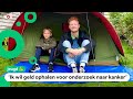 Olivier kampeert in zijn tuin voor het goede doel