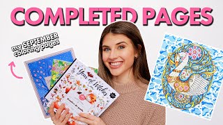 My COMPLETED COLORING PAGES for SEPTEMBER (& halloween coloring plans)