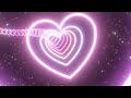 Pretty Pink Love Heart Tunnel Curved Path Beautiful Neon Glow Lights 4K Video Effects HD Background