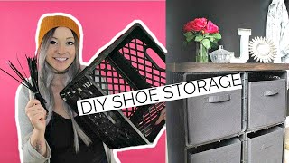 DIY SHOE STORAGE W/ZIP TIES + MILK CRATES
