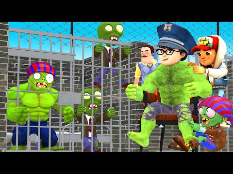 Hero NickHulk Police and Zombies Prison - Scary Teacher 3D Funny Story Animation