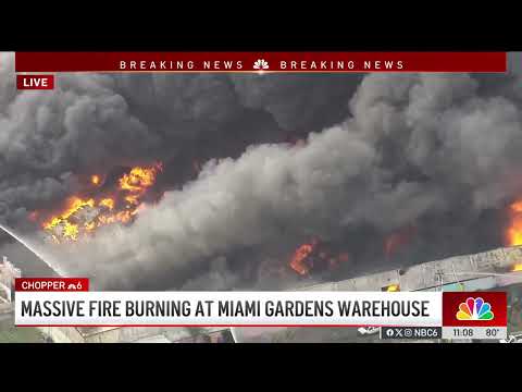 Massive fire burning at warehouse in NW Miami-Dade