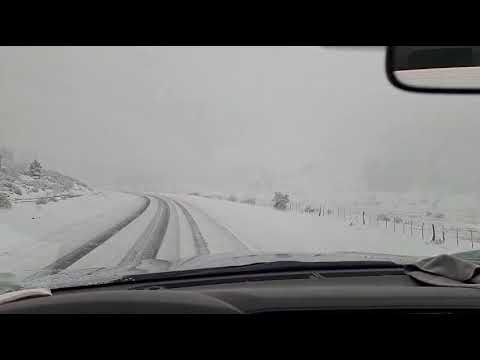 Así amanecimos en el tramo El Llano, entre Andacollo y La Primavera, camino a Chos Malal ❄️ #Neuquén