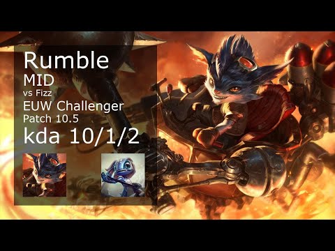 Rumble Mid vs Fizz - EUW Challenger 10/1/2 Patch 10.5 Gameplay