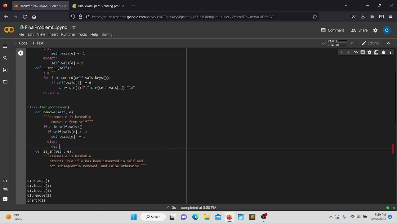 cpsc 2100 final problem 5