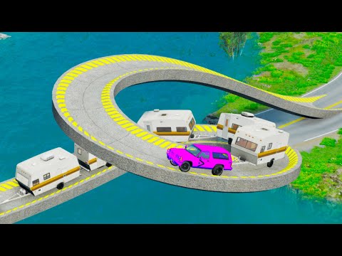 Impossible Weird Loop Bridge Vs Deep Water - BeamNG.Drive