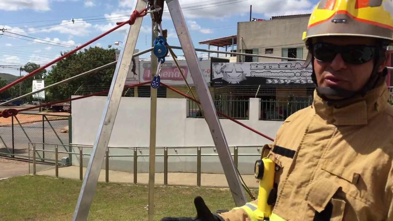 Retirada de vitimas em ribanceira com a utilização do tripé