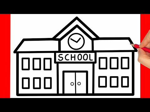 HOW TO DRAW A SCHOOL EASY STEP BY STEP