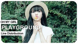 Oh My Girl 「PLAYGROUND」 Line Distribution | Color Coded Bars
