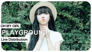 Oh My Girl 「PLAYGROUND」 Line Distribution | Color Coded Bars