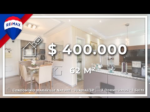 Apartamento com 3 quartos, 62 m², à venda por R$ 400.000 Parque União - Jundiaí/SP