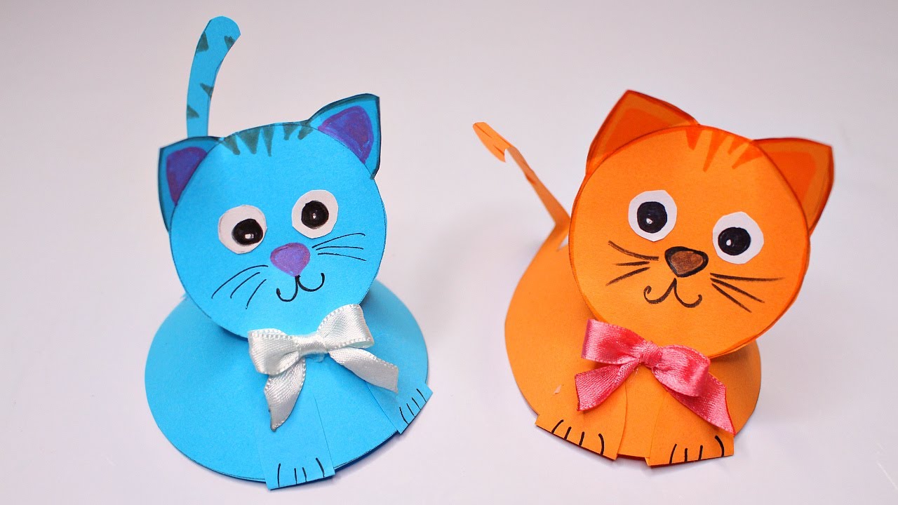 DIY Котики из бумаги своими руками. Простые поделки из бумаги