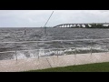Hurricane Irma Titusville Florida Waves And Wind Sunken Boat