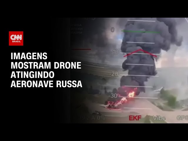 Vídeo mostra ataque da Ucrânia a base aérea russa | CNN BRASIL