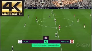 FIFA 20 4K 60 FPS Gameplay Arsenal vs Tottenham (Xbox One, PS4, PC)